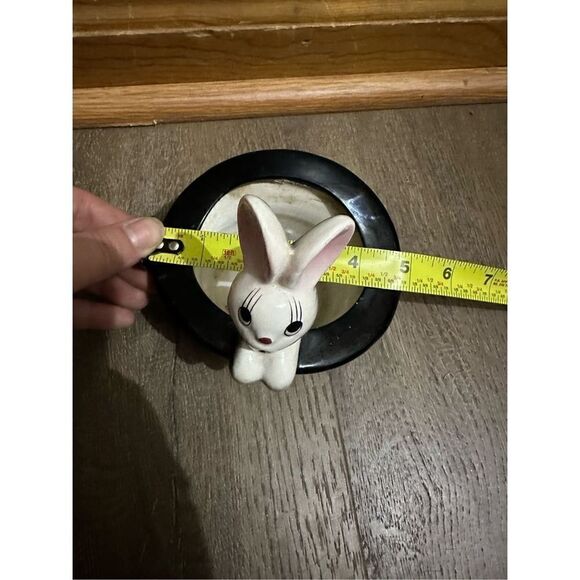 Vintage Bunny Rabbit in Magicians Top Hat Planter Ceramic Numbered 5.5”x4.9” MCM - Picture 13 of 15